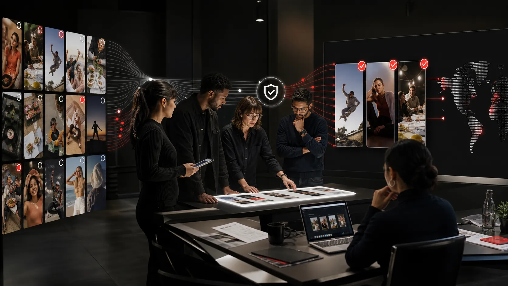 Global brand team moving creator videos through discovery, human review and authorized paid activation